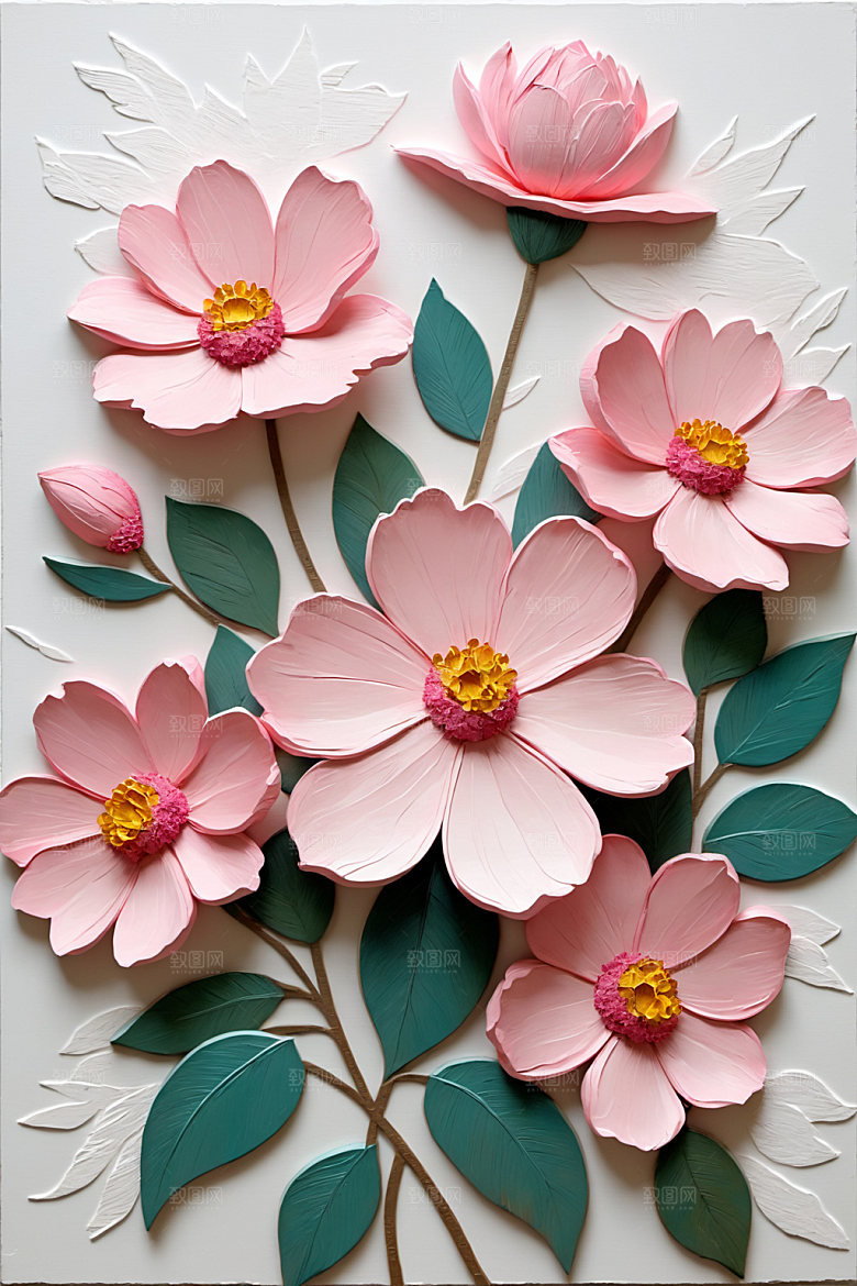 油画花卉立体唯美素材