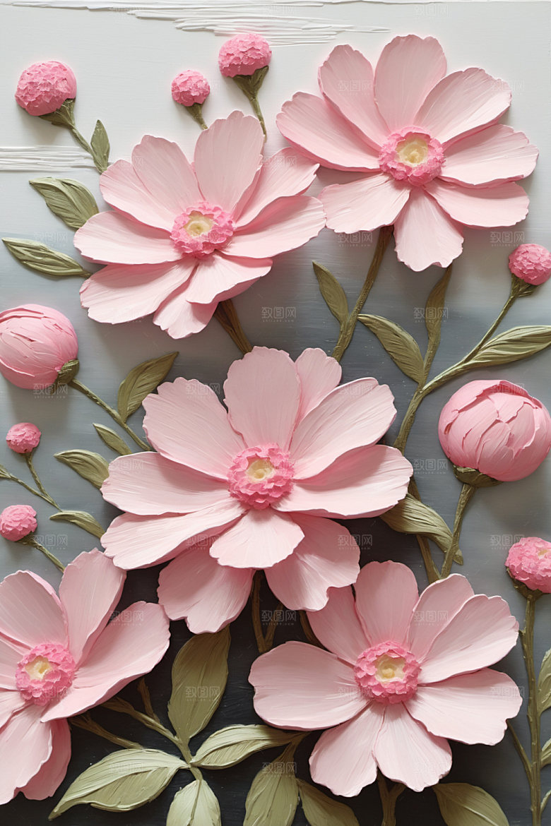 油画花卉清新浪漫素材