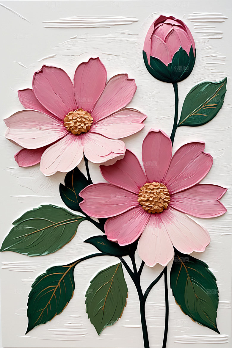 油画花卉彩色高清素材