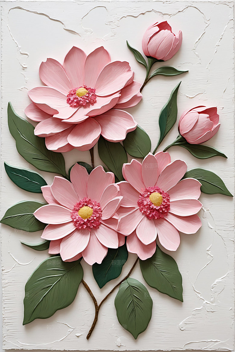 油画花卉立体唯美素材