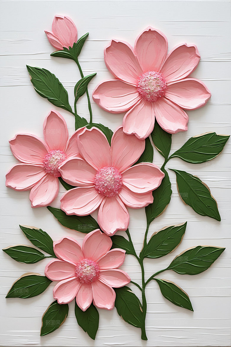 油画花卉涂抹彩色素材