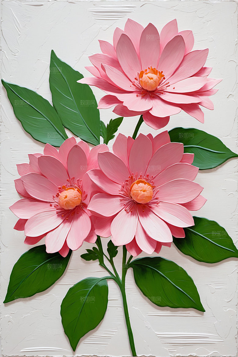 油画花卉立体唯美素材