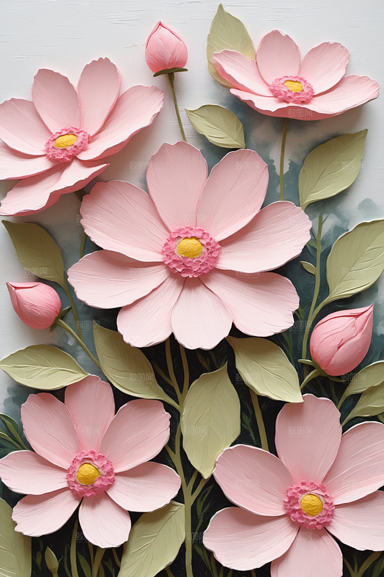 油画花卉彩色清新素材