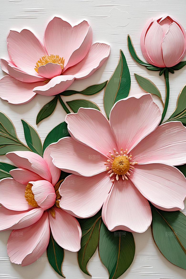 油画花卉彩色高清素材