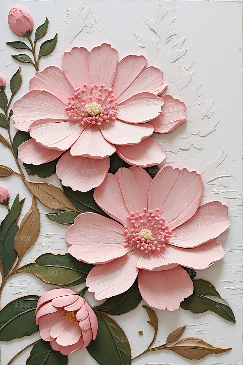 油画花卉立体手绘素材