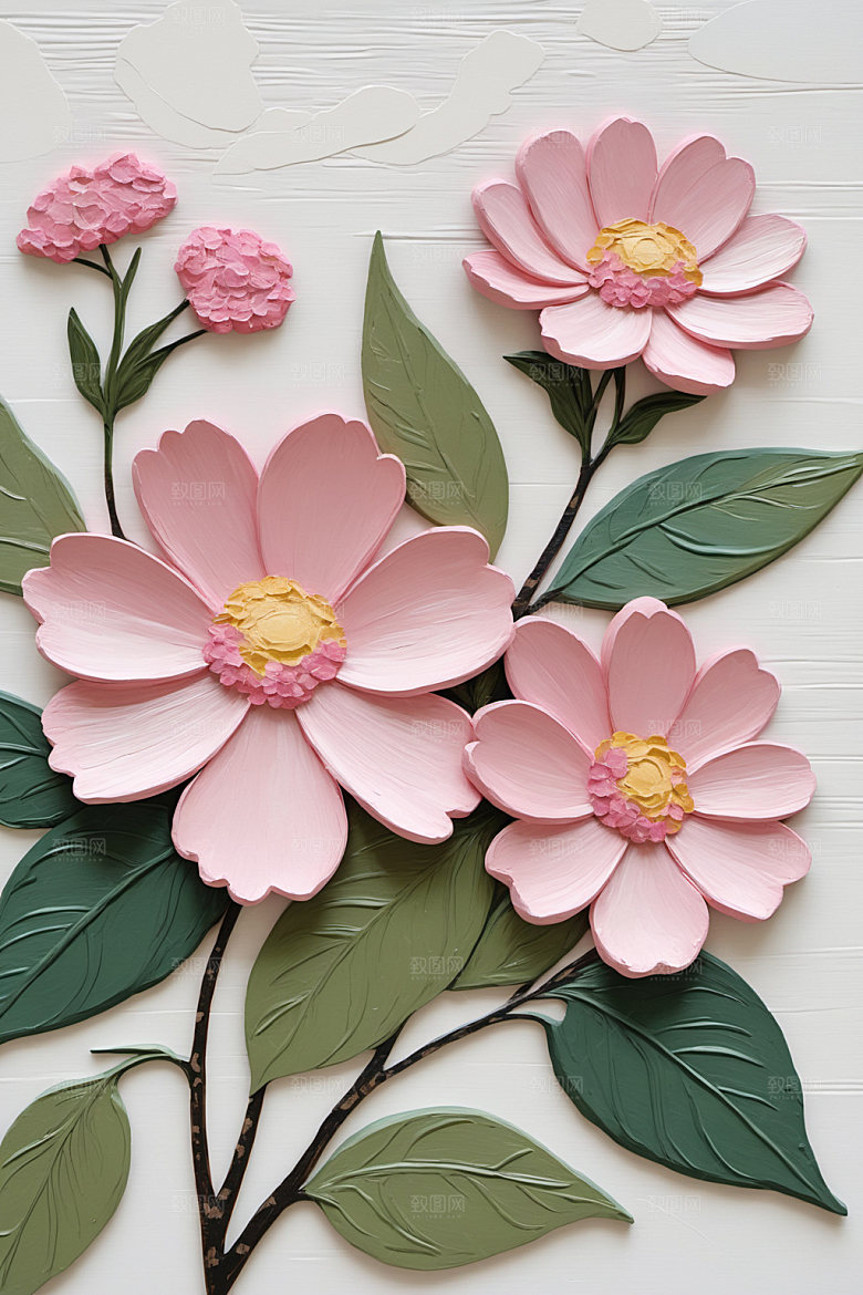 油画花卉立体颜料素材