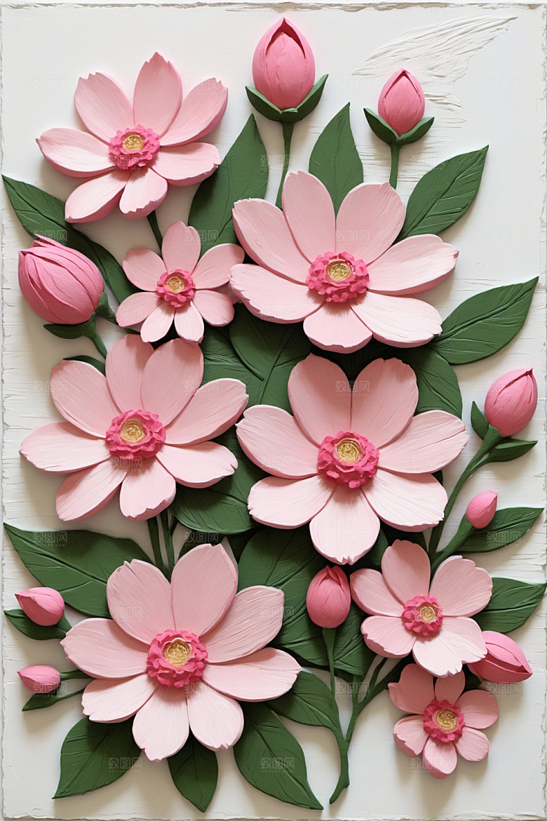 油画花卉涂抹立体素材