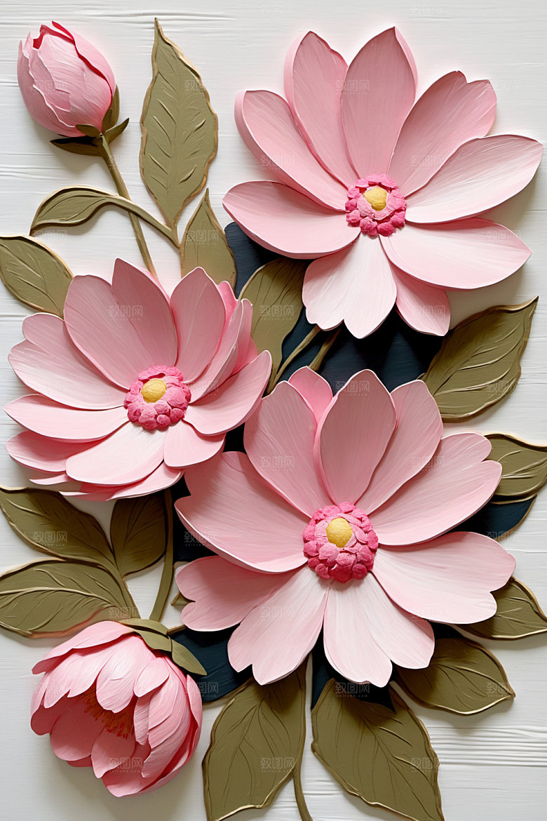 油画花卉彩色立体素材