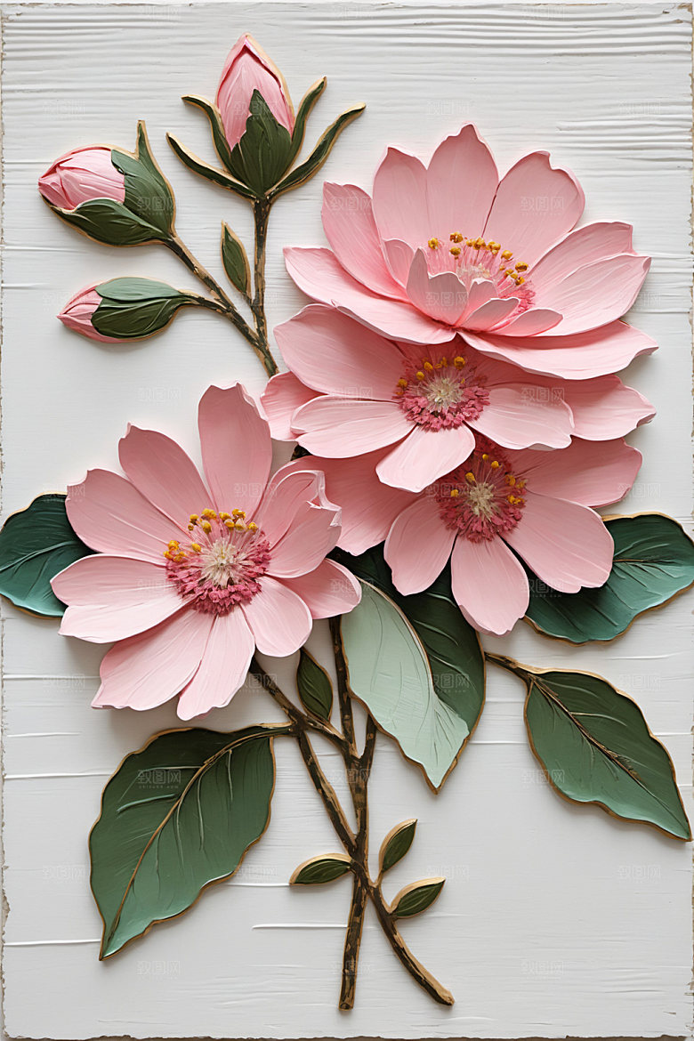 油画花卉浪漫涂抹素材
