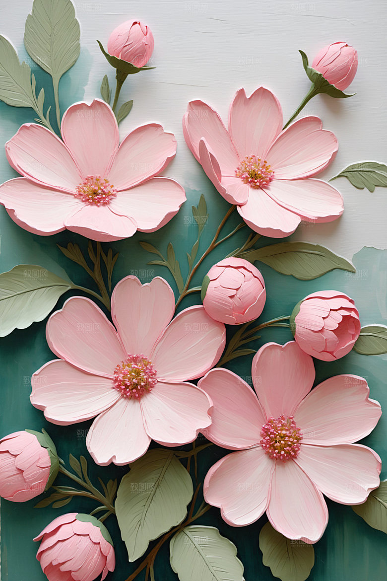 油画花卉涂抹立体素材