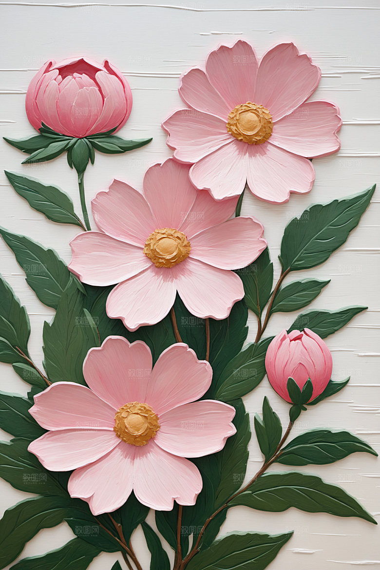 油画花卉彩色涂抹素材