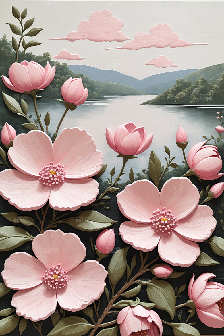 油画花卉浪漫艺术素材