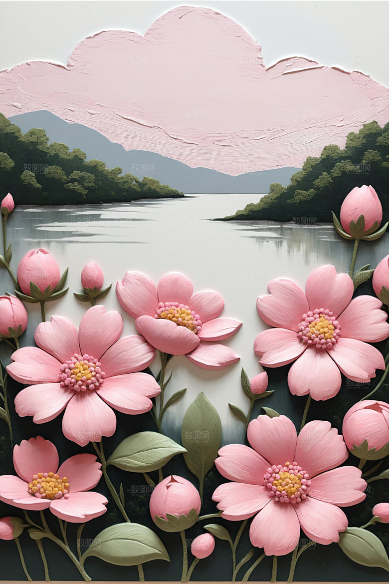 油画花卉彩色手绘素材