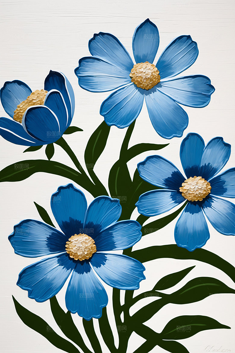 油画花卉立体高清素材