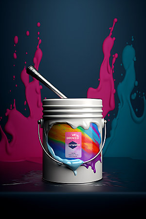 油漆桶广告装修涂料摄影图