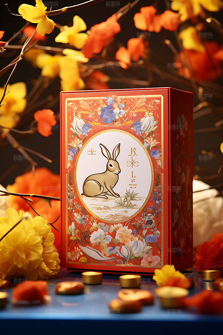 月饼礼盒节日礼盒玉兔效果图