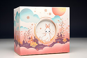 月饼礼盒玉兔节日礼盒效果图