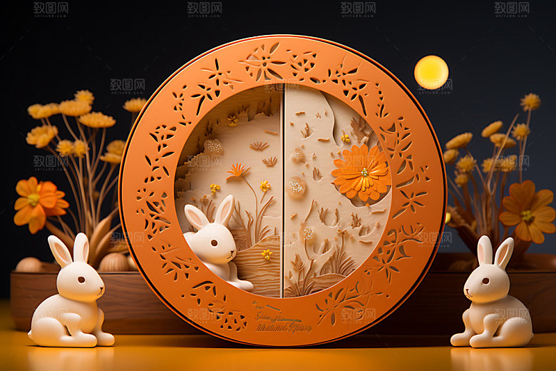 月饼礼盒中秋节产品包装效果图