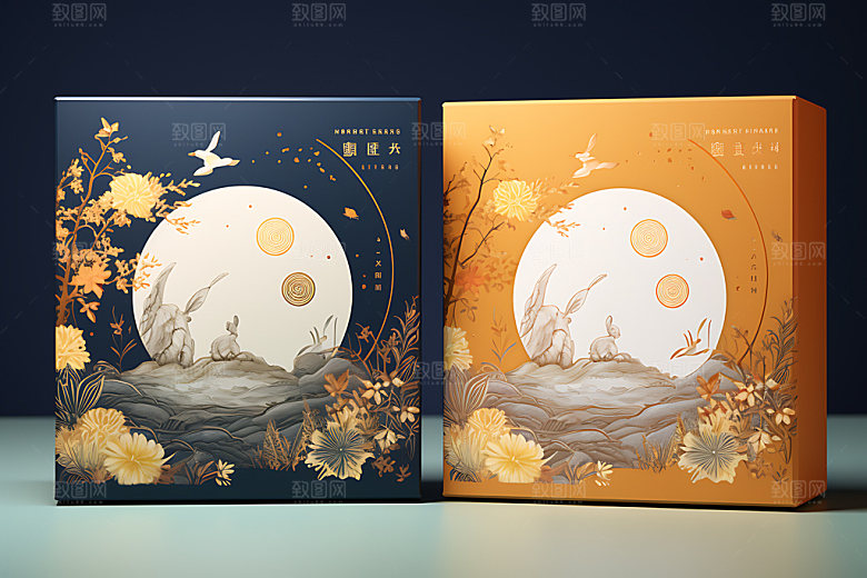 月饼包装中秋送礼礼盒效果图