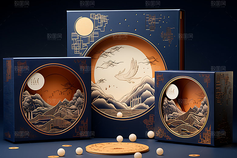 月饼包装中秋节节日送礼效果图
