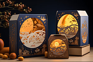 月饼包装传统节日模型效果图