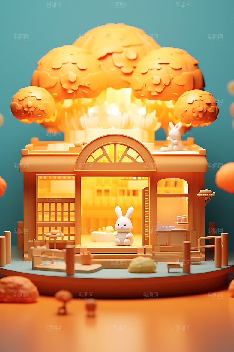 中秋场景3D小巧模型