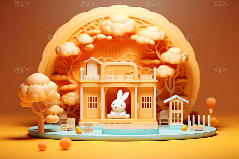 中秋场景立体3D模型
