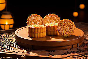 月饼传统美食中秋节摄影图