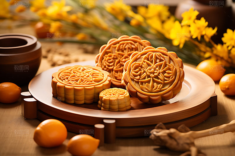 月饼高清广式月饼摄影图
