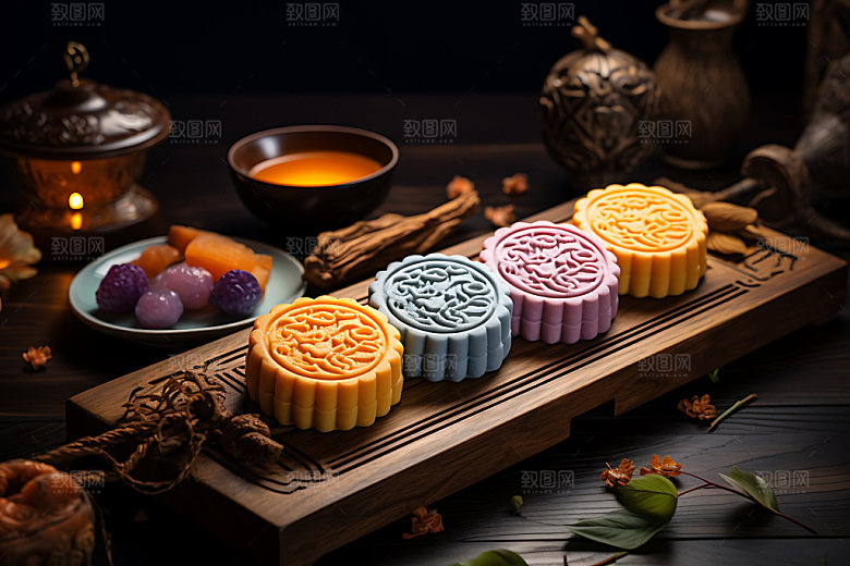 月饼高清传统美食摄影图