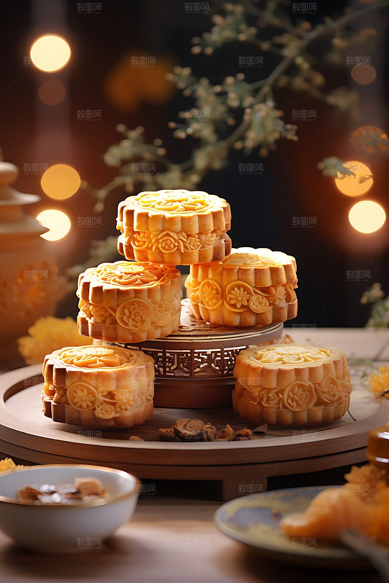 月饼糕点中式点心摄影图