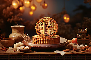 月饼糕点传统美食摄影图