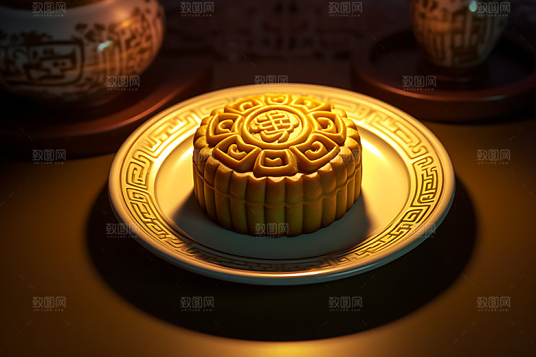 月饼甜点广式月饼摄影图
