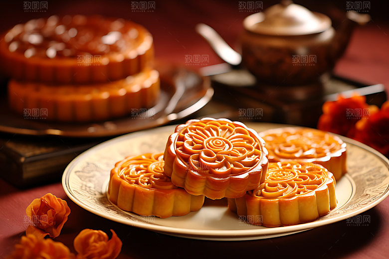 中秋月饼糕点节日特色效果图