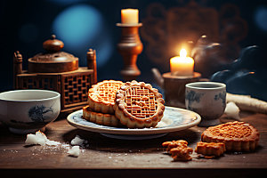 中秋月饼糕点传统美食效果图