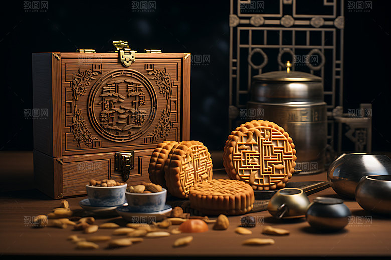 中秋月饼点心甜点效果图