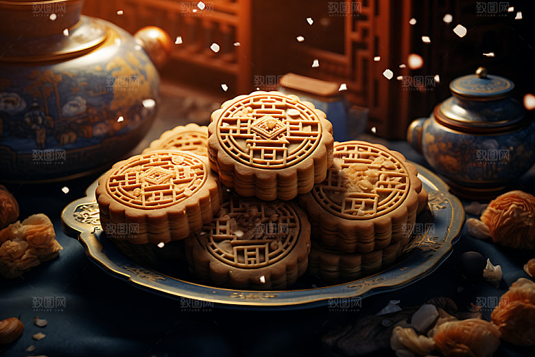 中秋月饼点心模型效果图