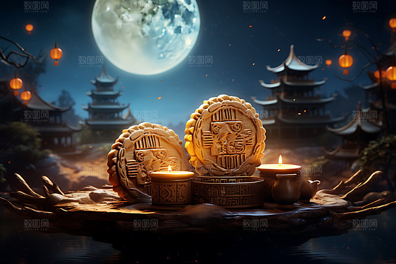 中秋月饼美味点心效果图