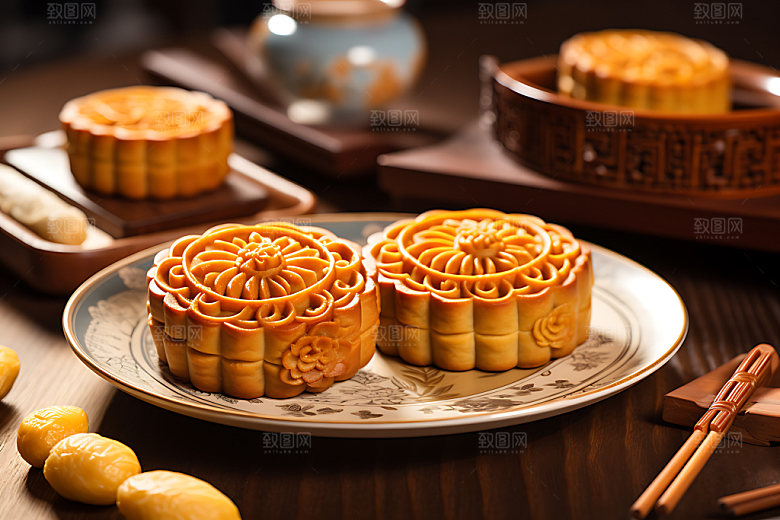中秋月饼点心糕点效果图