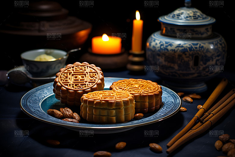中秋月饼点心模型效果图