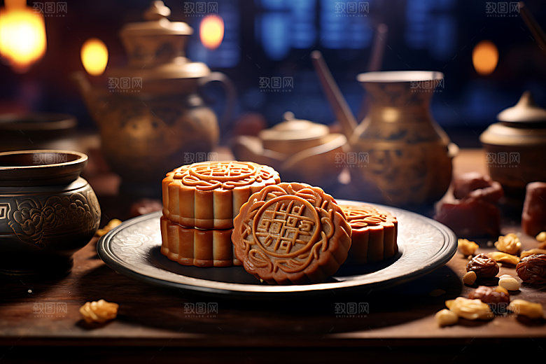 中秋月饼美味甜点效果图