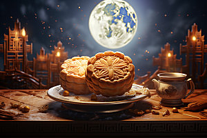 中秋月饼模型美味效果图