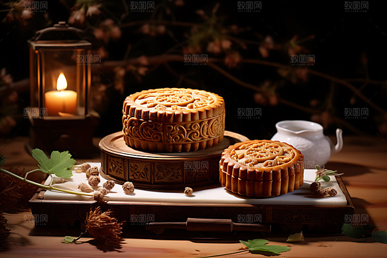 中秋月饼甜点传统美食效果图