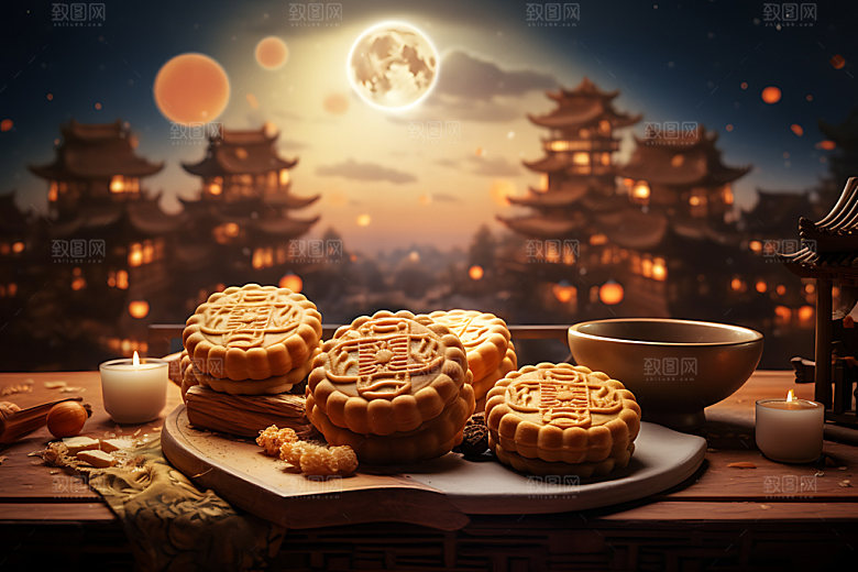 中秋月饼美味点心效果图