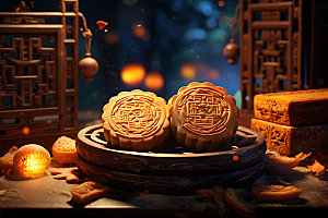 中秋月饼模型美味效果图