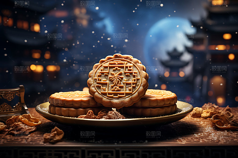 中秋月饼模型点心效果图