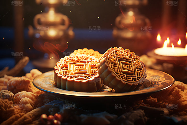 中秋月饼节日特色糕点效果图