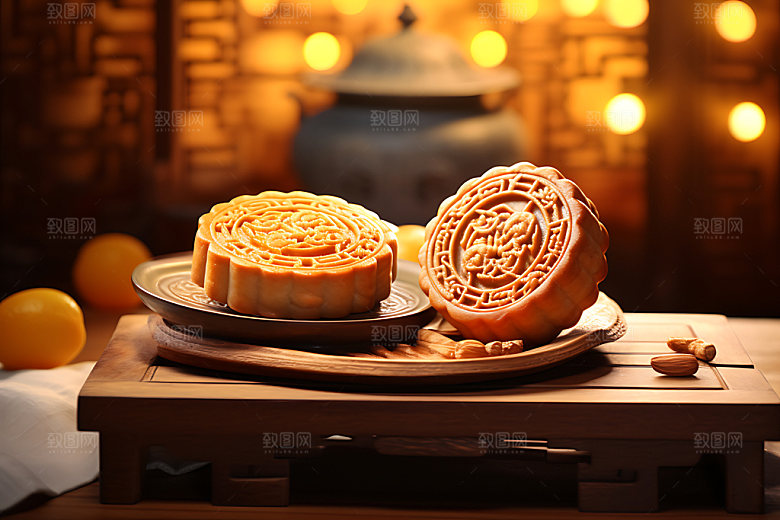 中秋月饼节日特色传统美食效果图