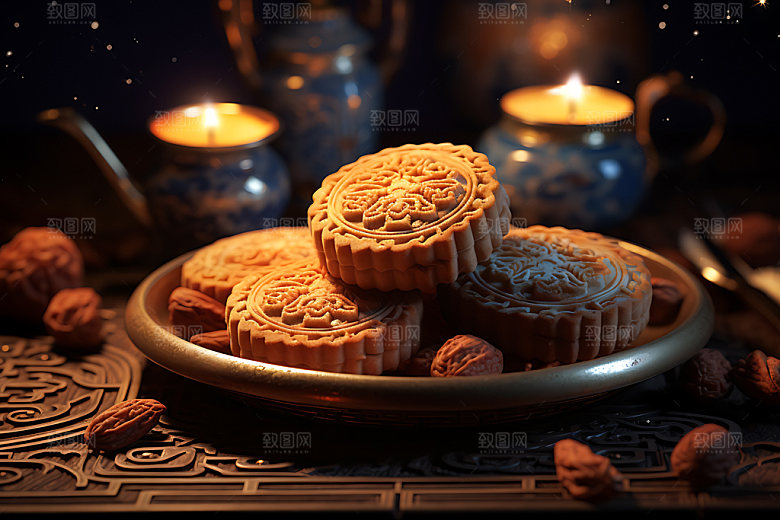 中秋月饼节日特色美味效果图