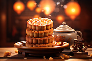 中秋月饼甜点传统美食效果图